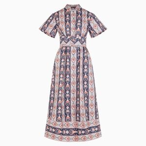 Hill House Blue and Pink Patterned Midi Dress